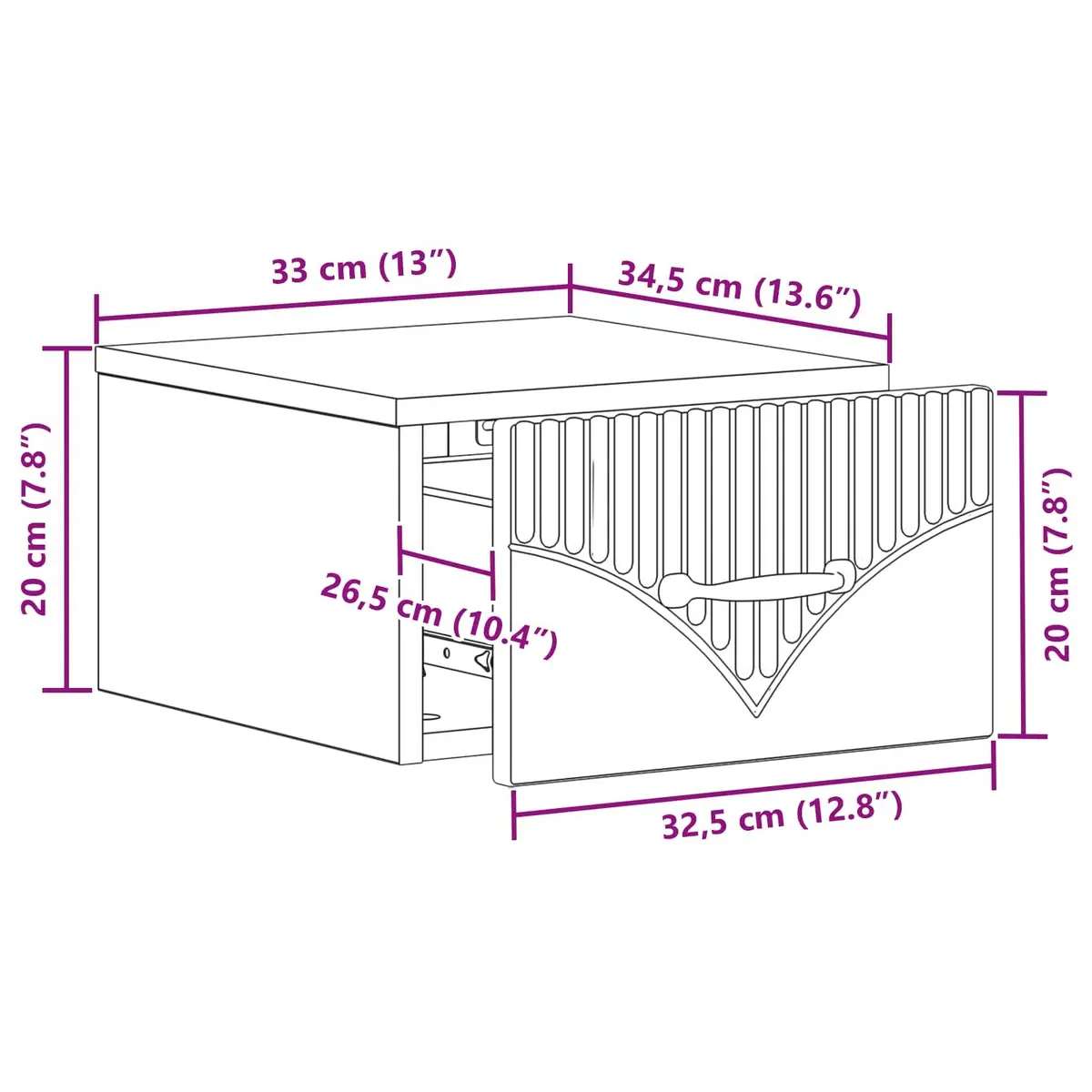 White Wall-Mounted Bedside Cabinet with Drawer