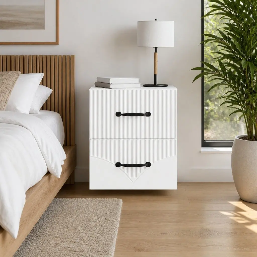 Wall-Mounted Bedside Cabinet with Storage