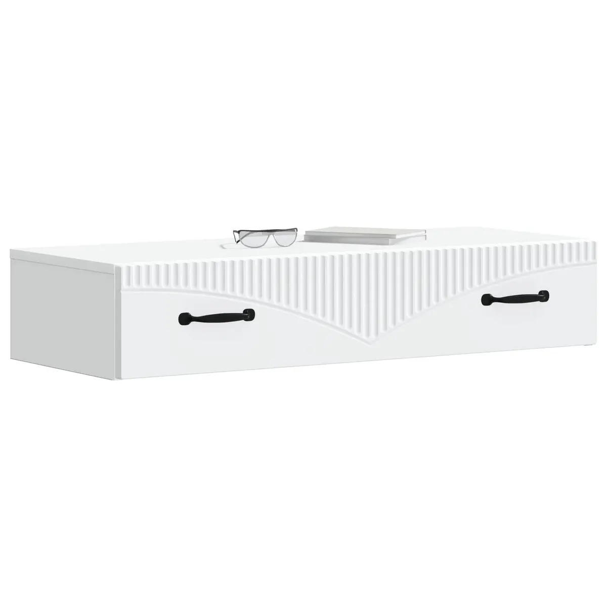 White Wall-Mounted Side Table with Storage