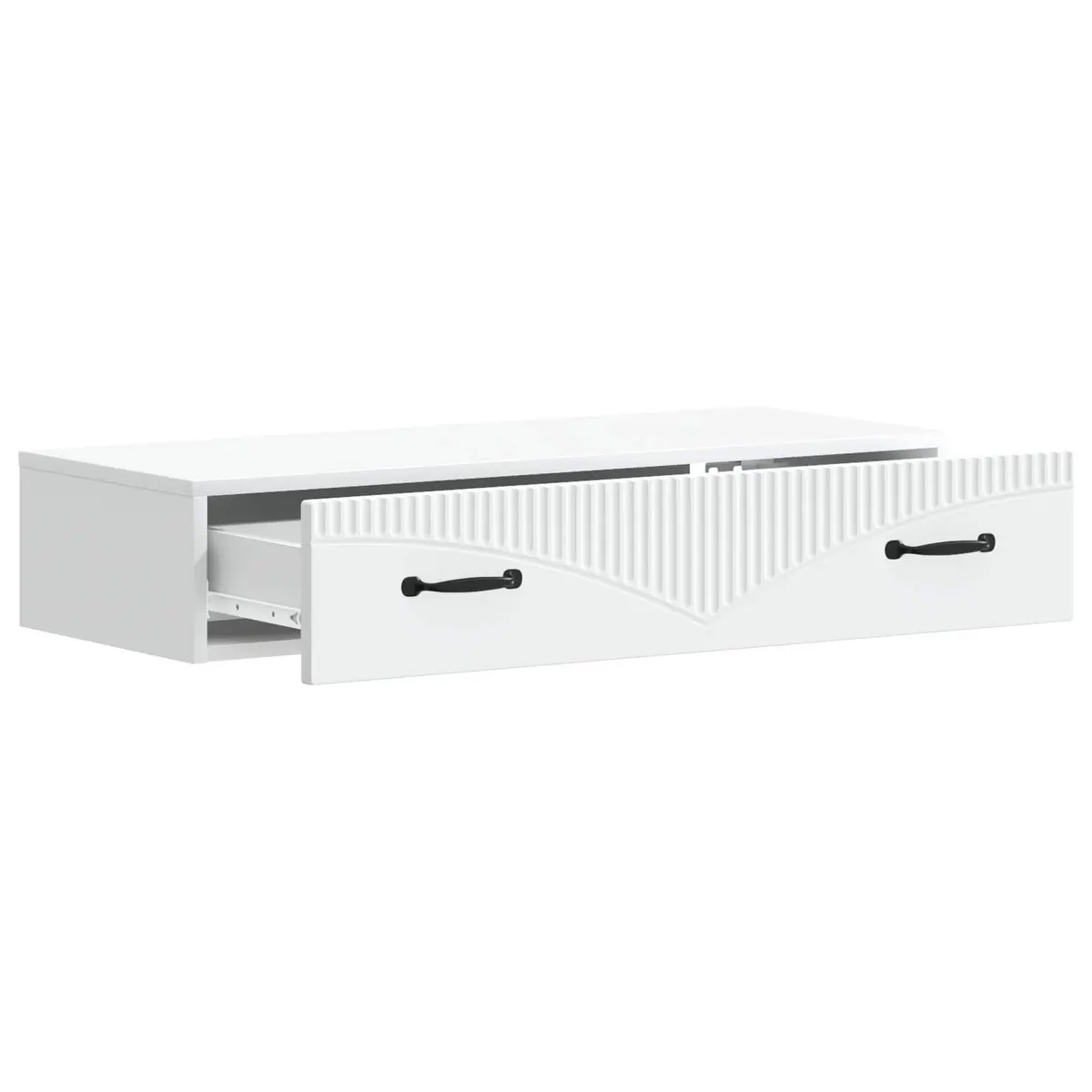 White Wall-Mounted Side Table with Storage