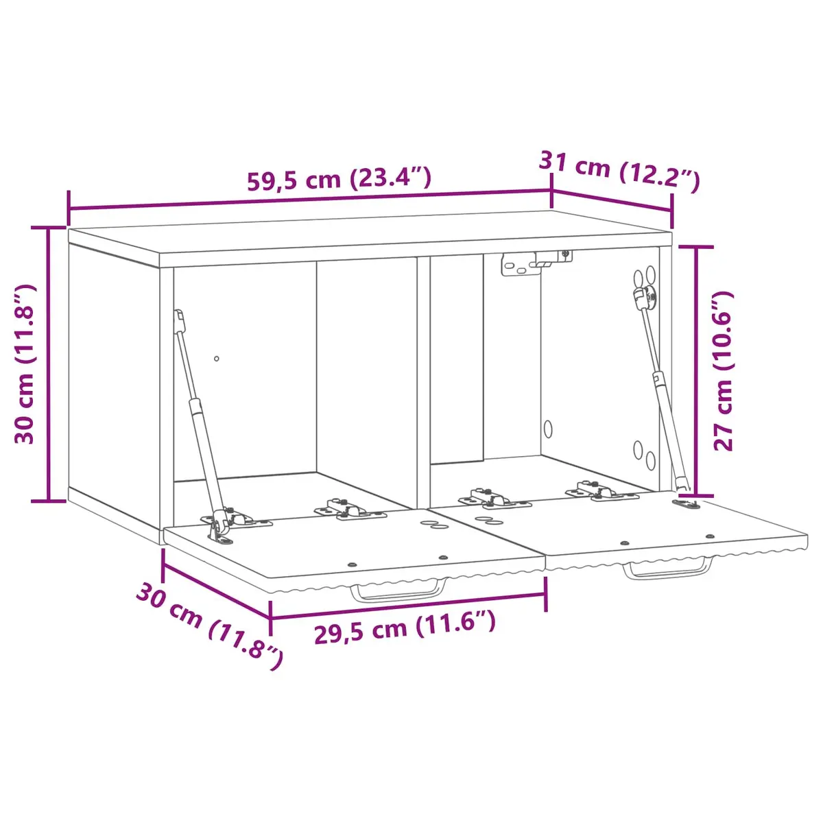 Wall-Mounted TV Cabinet Engineered Wood 59.5 x 31 x 30 cm White