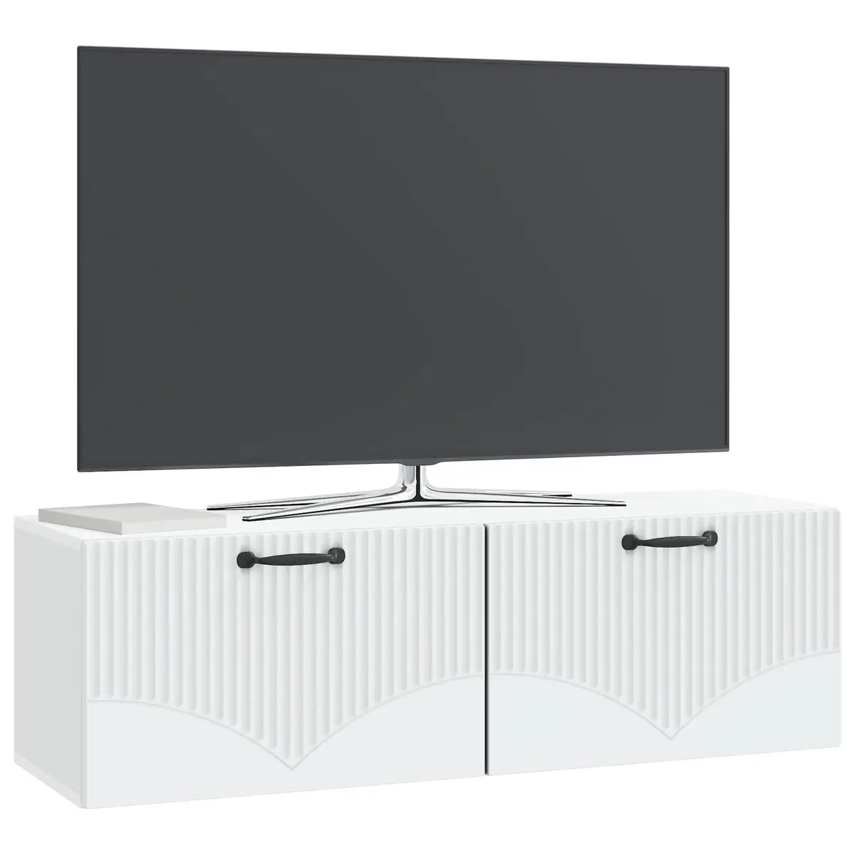 White Wall-Mounted TV Cabinet for Media Storage