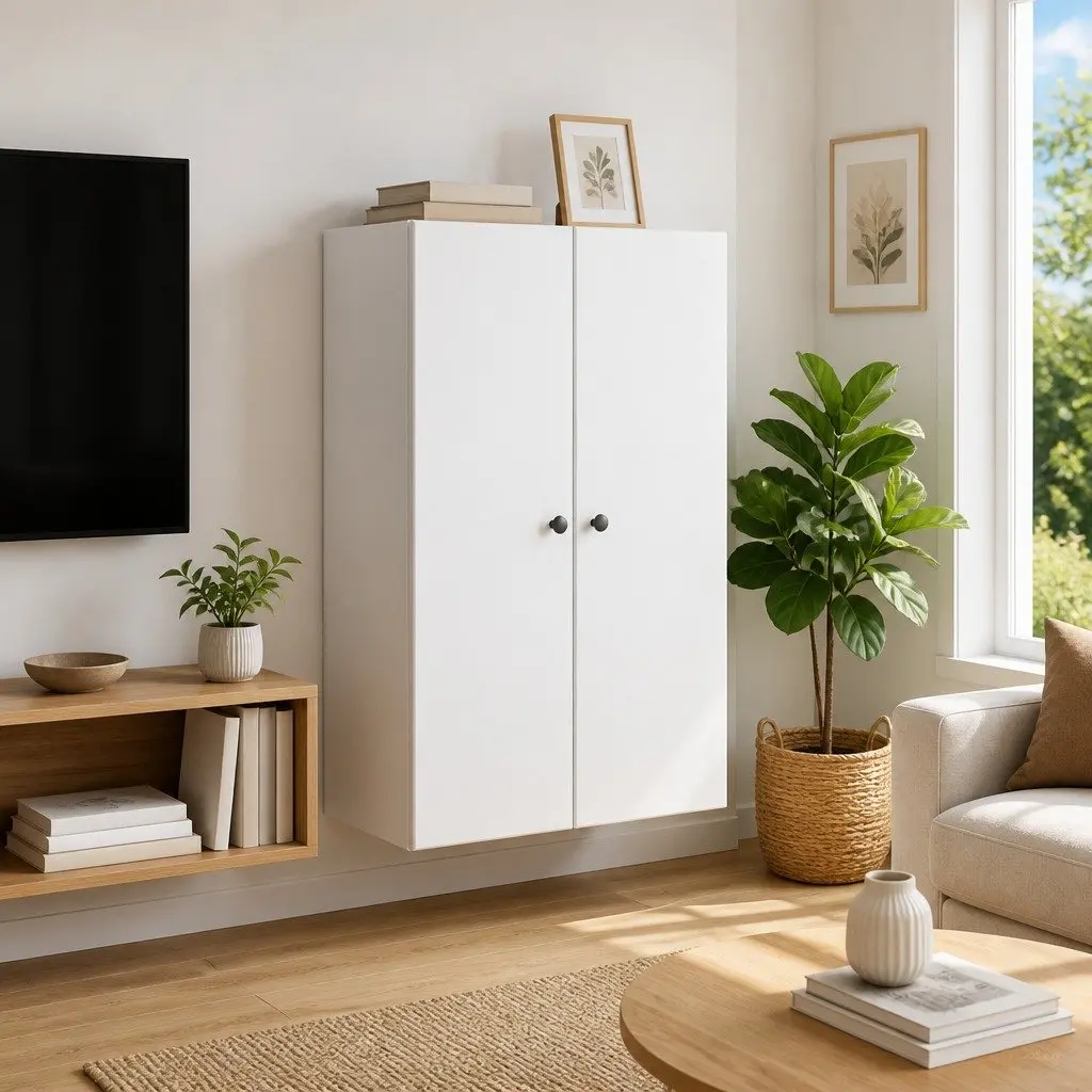 White Engineered Wood Wall-Mounted Cabinet