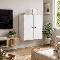Stylish White Wall-Mounted Storage Cabinet 59x31x60cm