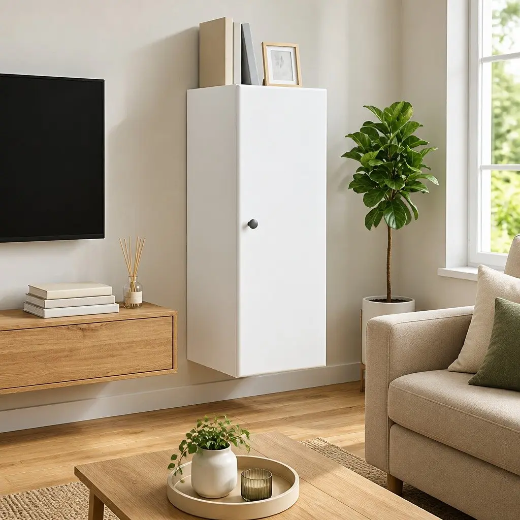 White Wall-Mounted Storage Cabinet 33x34.5x90cm