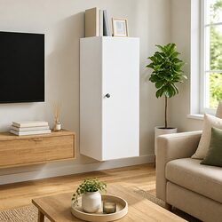 Durable White Wall-Mounted Storage Cabinet 33x34.5x90cm