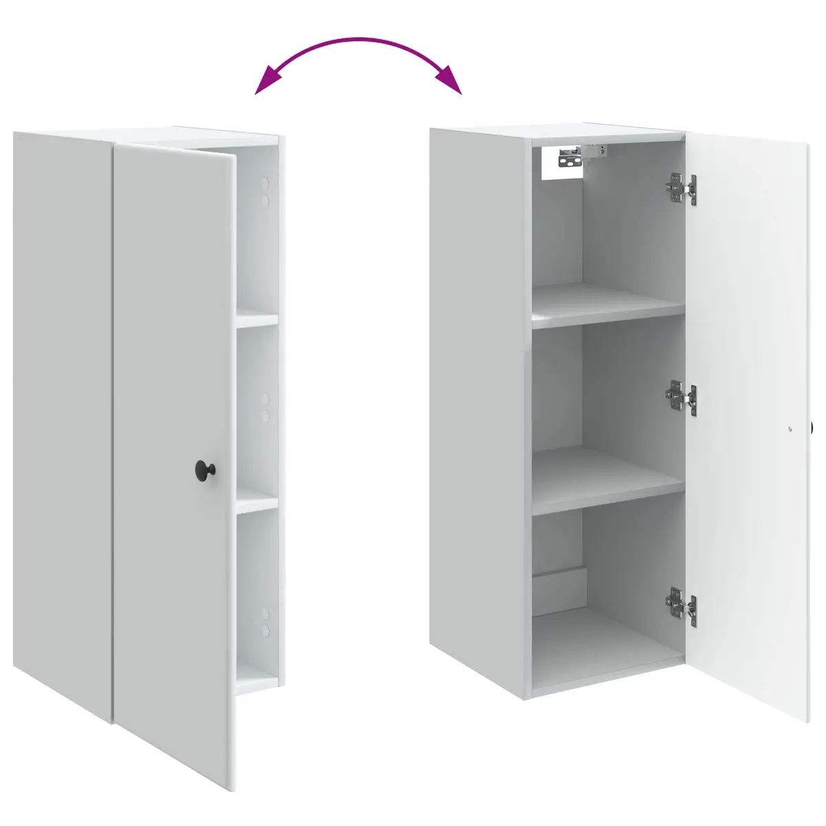 White Wall-Mounted Storage Cabinet 33x34.5x90cm