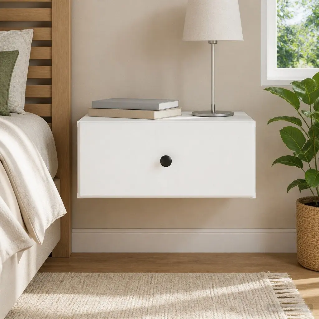 Wall-Mounted Bedside Cabinet in White