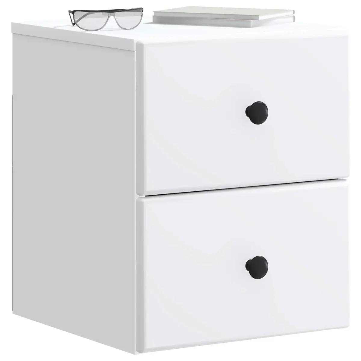 White Wall-Mounted Bedside Cabinet with Storage Drawer