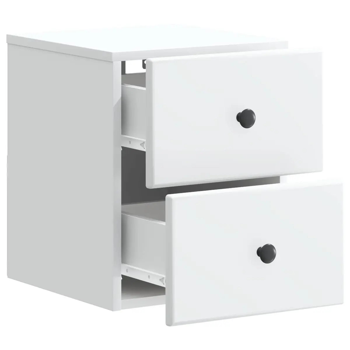 White Wall-Mounted Bedside Cabinet with Storage Drawer