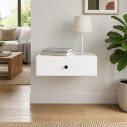 Modern White Wall-Mounted Storage Side Table with Drawers