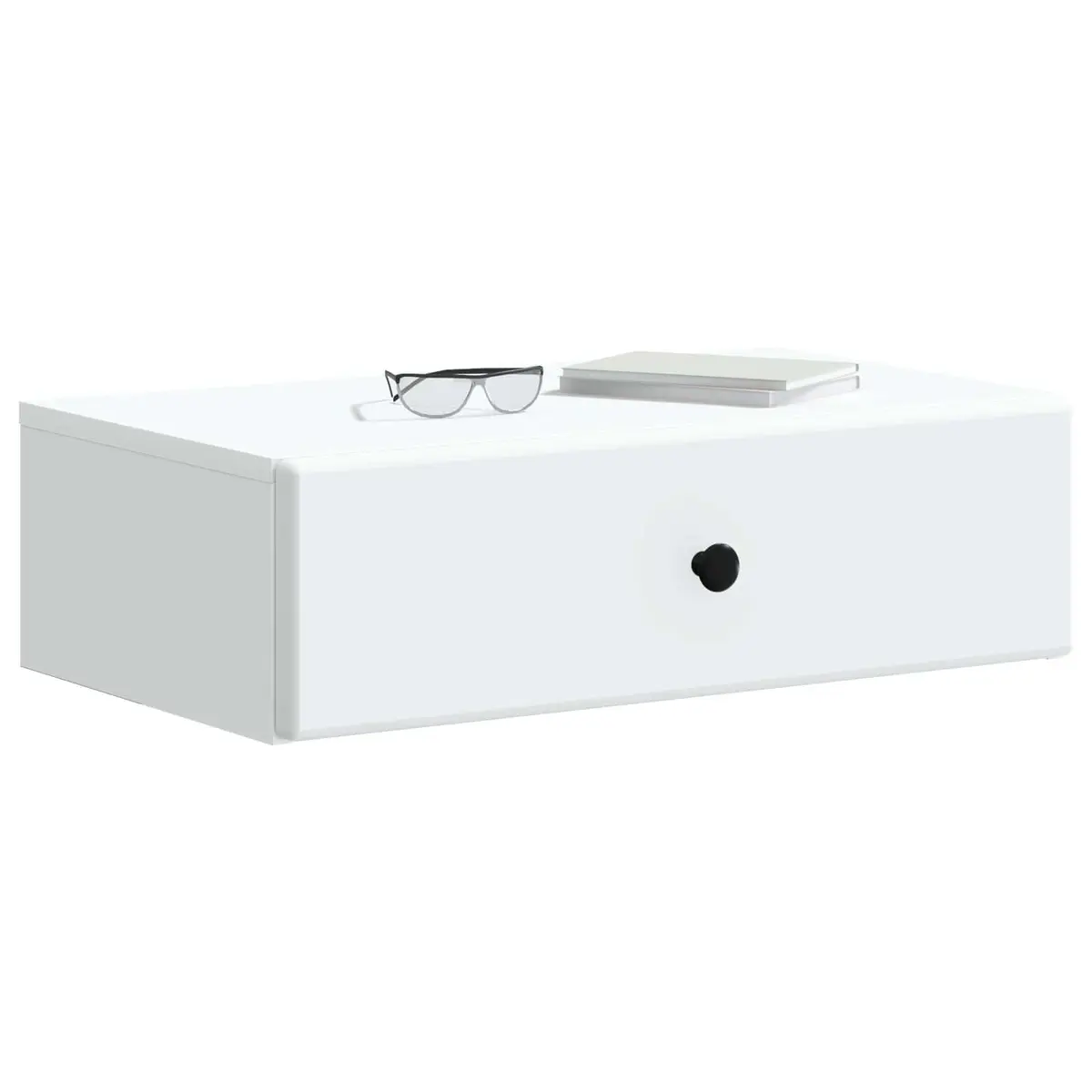 White Wall-Mounted Storage Side Table with Drawers