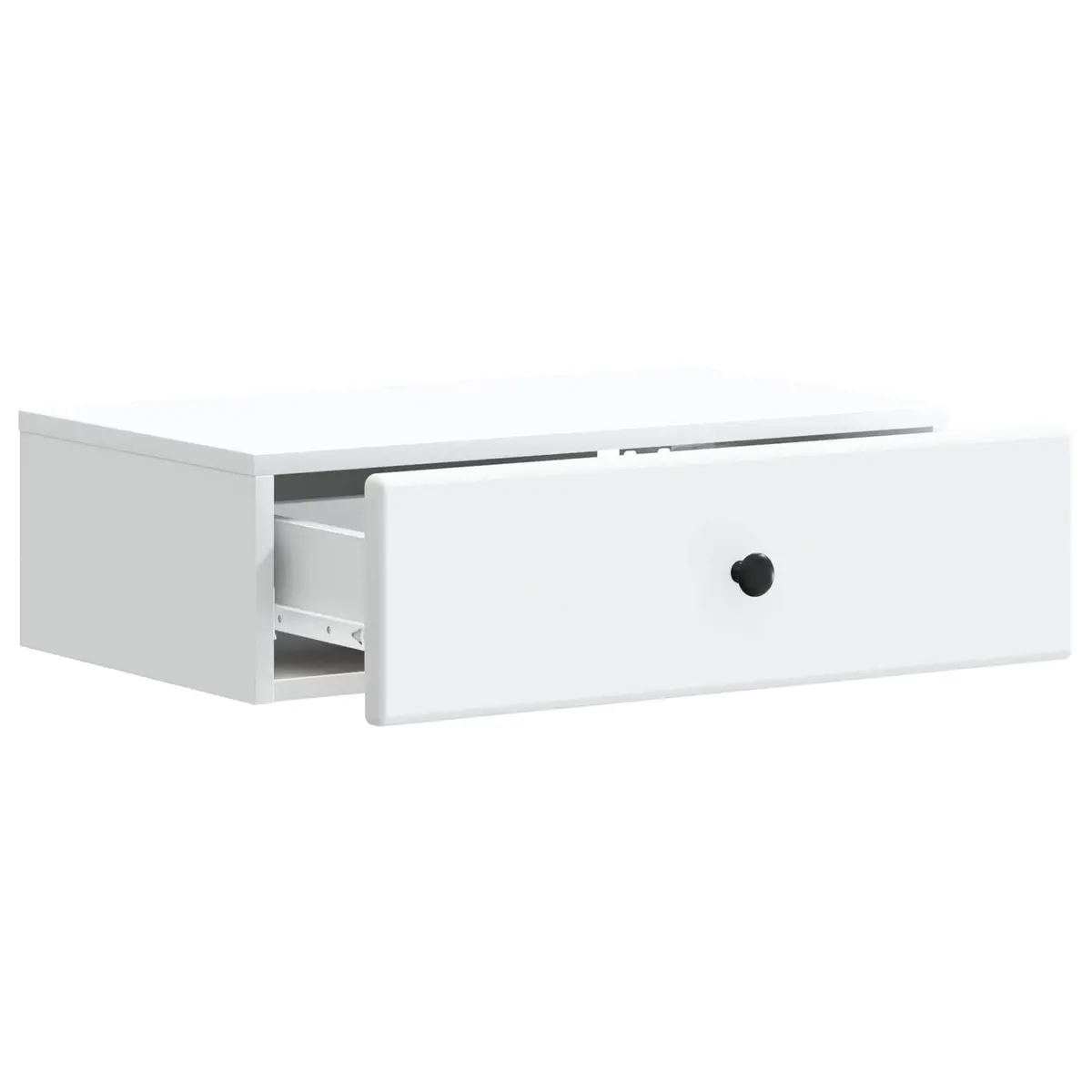 White Wall-Mounted Storage Side Table with Drawers