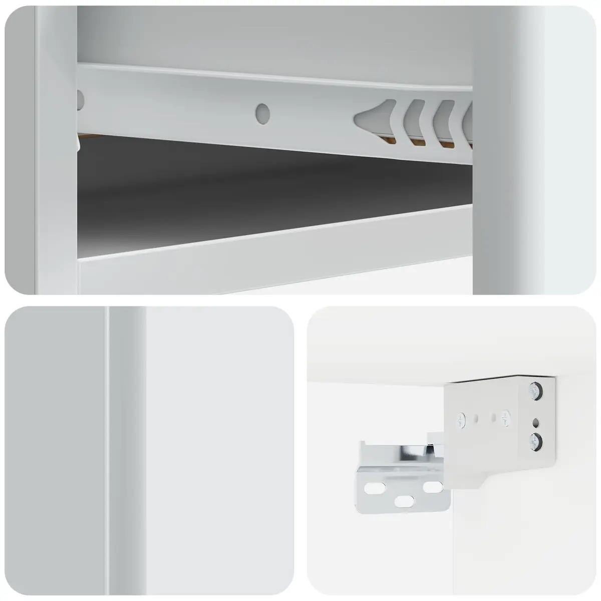 White Wall-Mounted Storage Side Table with Drawers