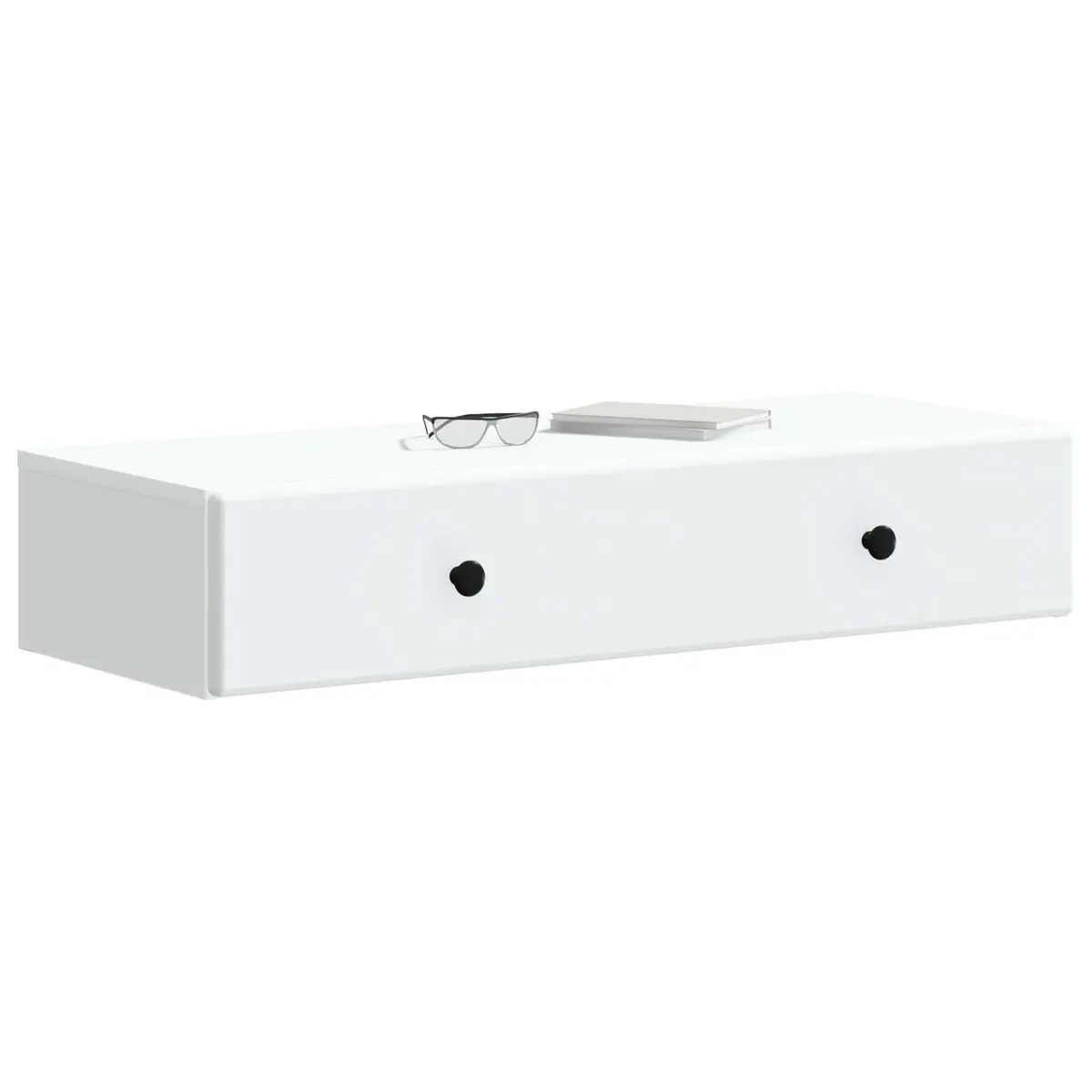 Wall-Mounted Side Table with Drawers in White