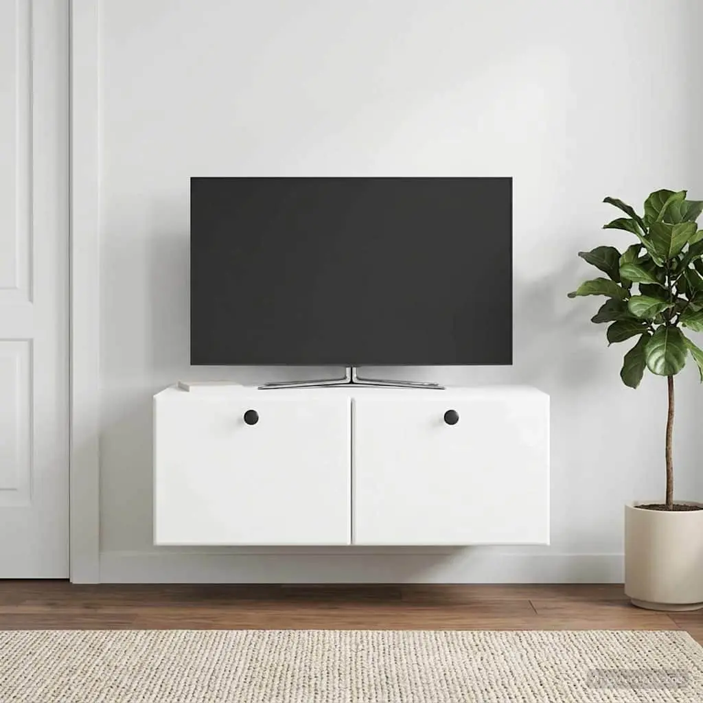 Wall-Mounted TV Cabinet 78.5 x 41 x 30 cm White Engineered Wood Storage Unit