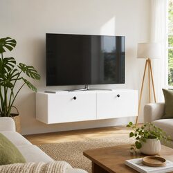 High-Quality Wall-Mounted TV Cabinet in White, 98 x 41 x 30 cm