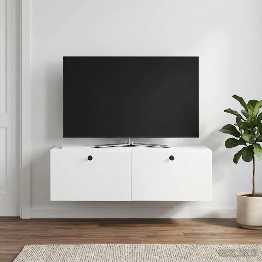 Wall-Mounted TV Cabinet in White, 98 x 41 x 30 cm