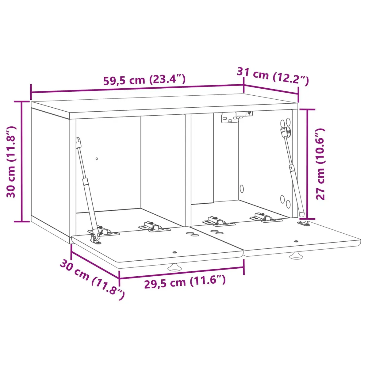 Wall-Mounted TV Cabinet Engineered Wood 59.5 x 31 x 30 cm White
