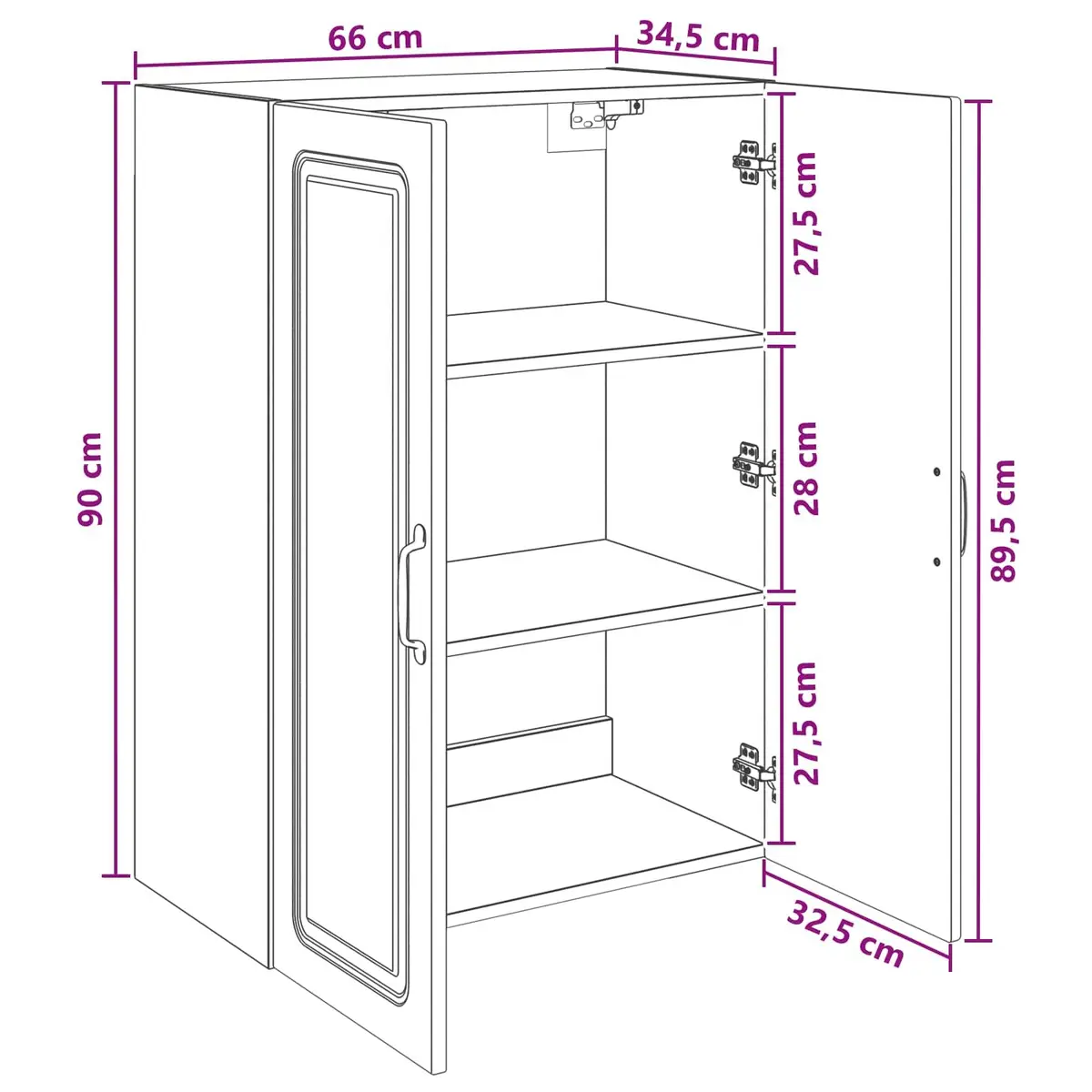 Wall-Mounted Storage Cabinet 66x34.5x90cm