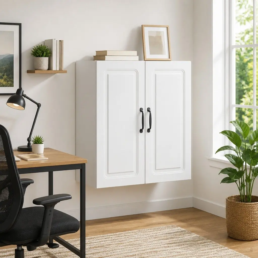 Wall-Mounted Storage Cabinet with Adjustable Shelves