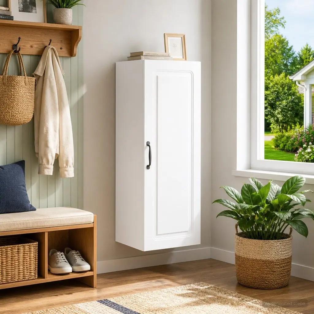 Wall-Mounted Storage Cabinet in White
