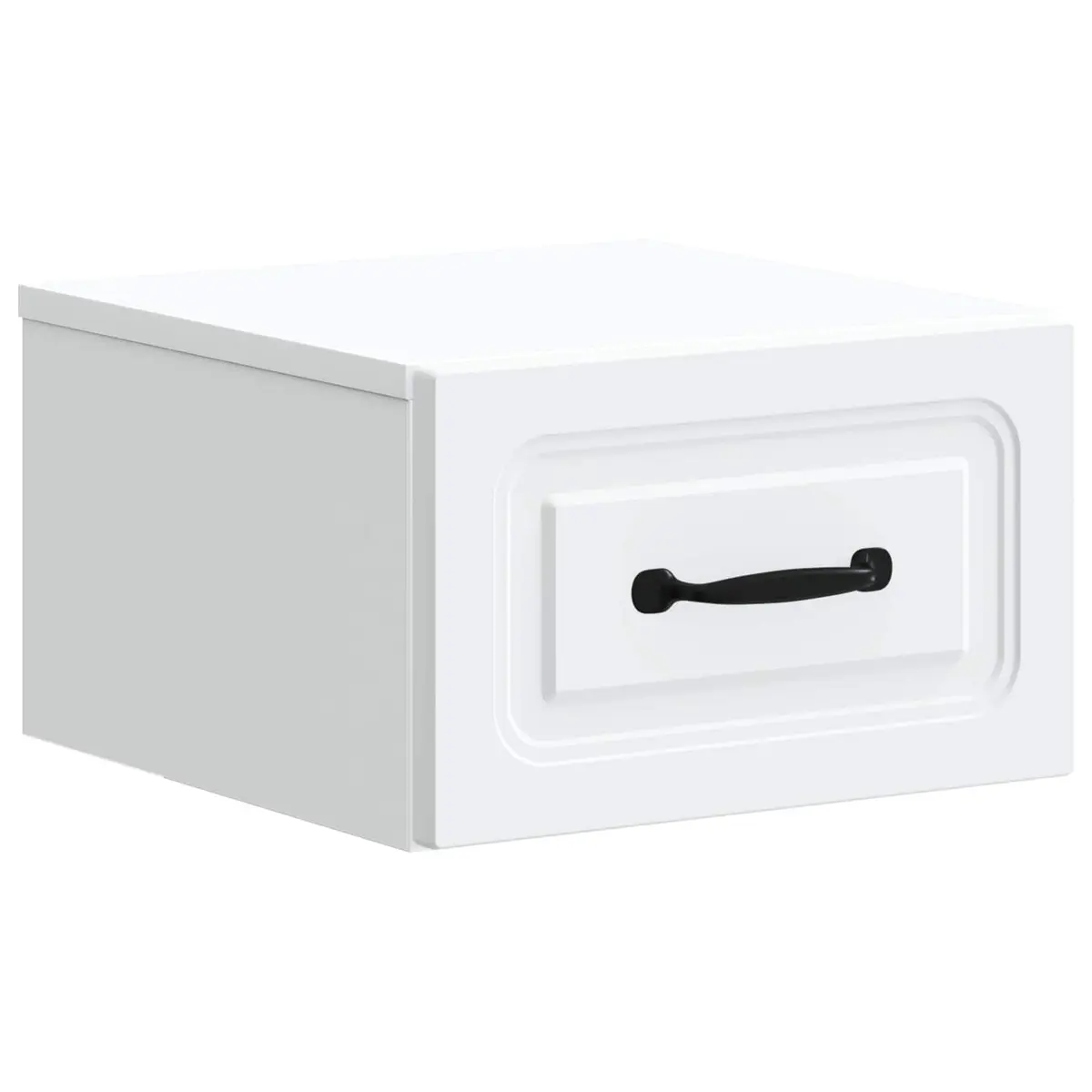 Wall-Mounted White Nightstand with LED Lighting