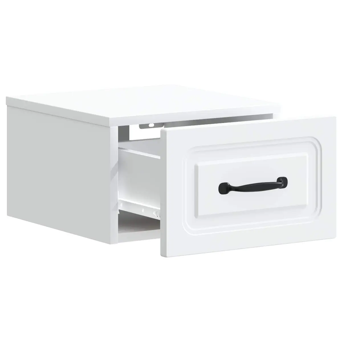 Wall-Mounted White Nightstand with LED Lighting