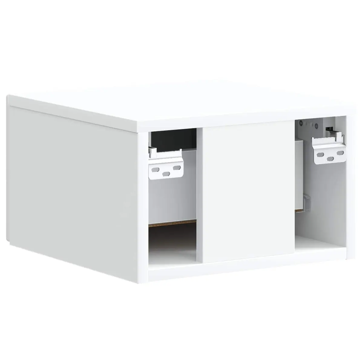 Wall-Mounted White Nightstand with LED Lighting