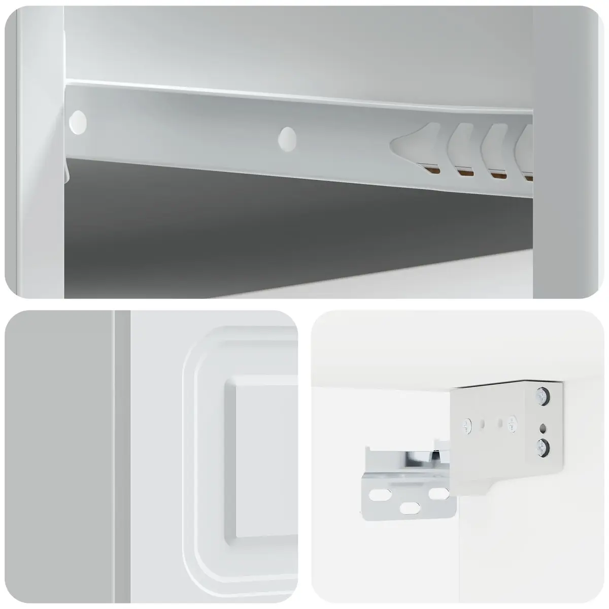 Wall-Mounted White Nightstand with LED Lighting