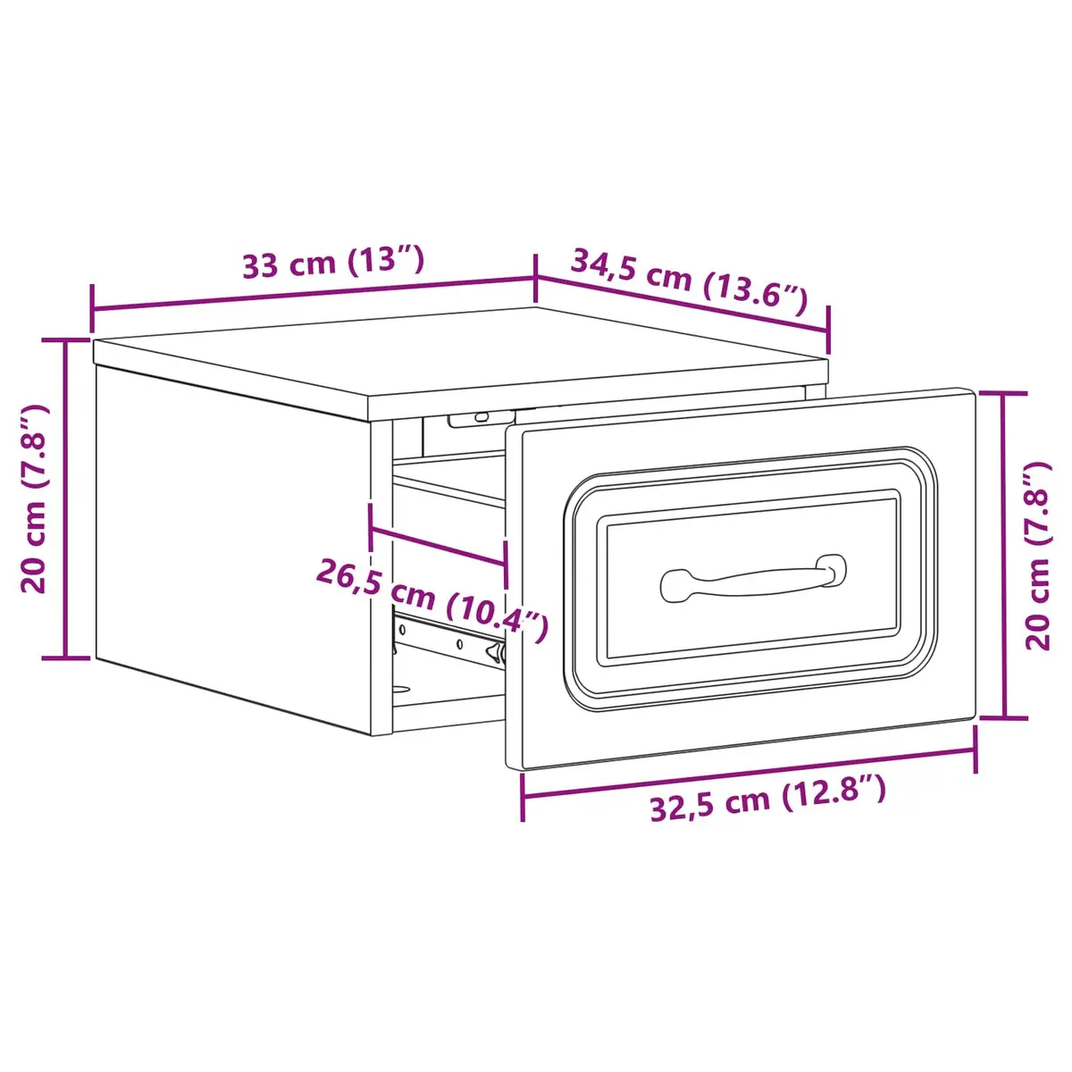 Wall-Mounted White Nightstand with LED Lighting