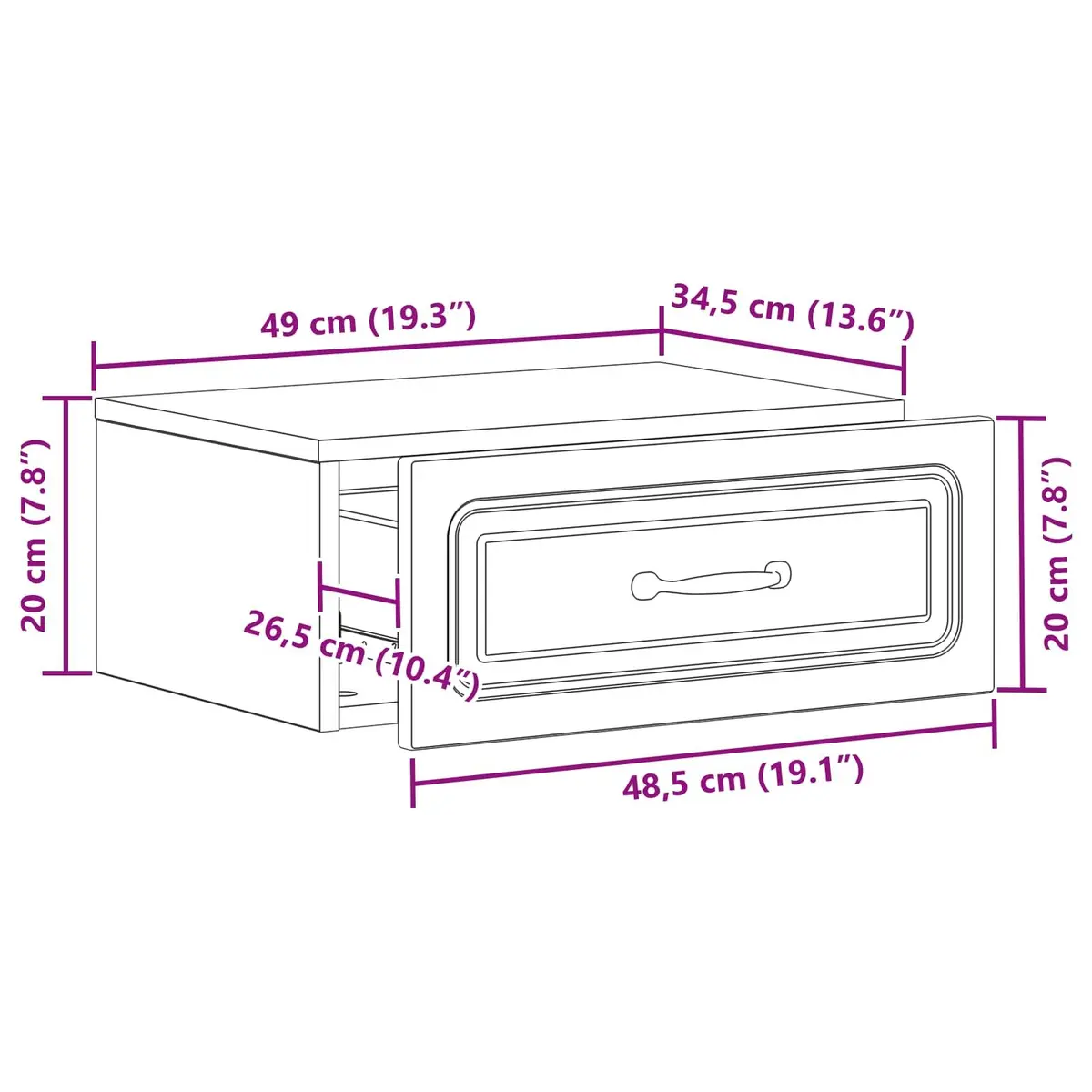 Wall-Mounted Bedside Cabinet in White