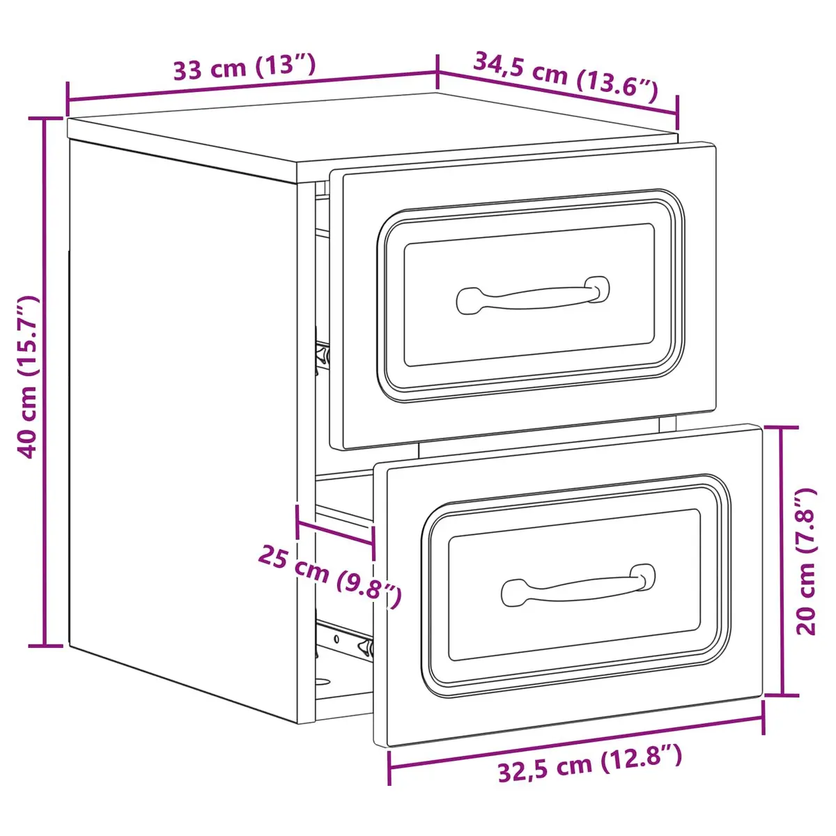 Wall-Mounted Bedside Cabinet with Sliding Doors