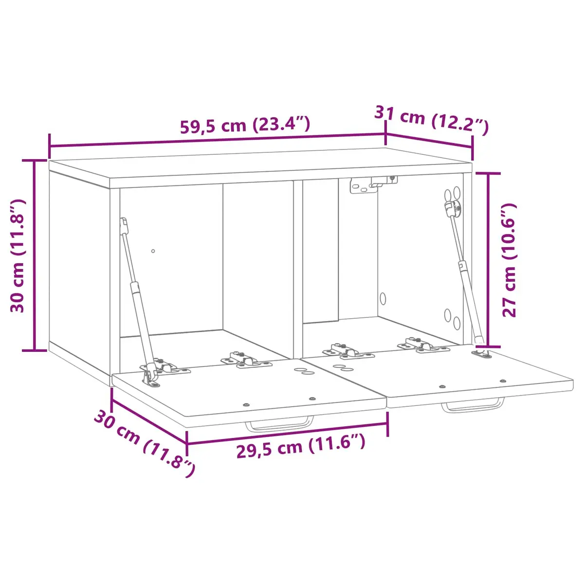 Wall-Mounted TV Cabinet Engineered Wood 59.5 x 31 x 30 cm White