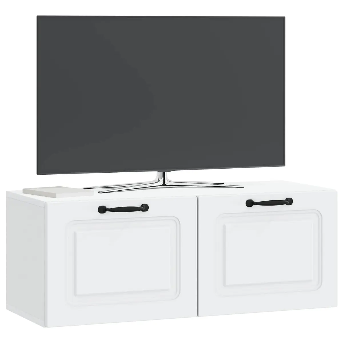 Wall-Mounted TV Cabinet Entertainment Unit Living Room Storage Shelves White