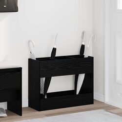 Modern Black Oak Wooden Umbrella Stand for Storage