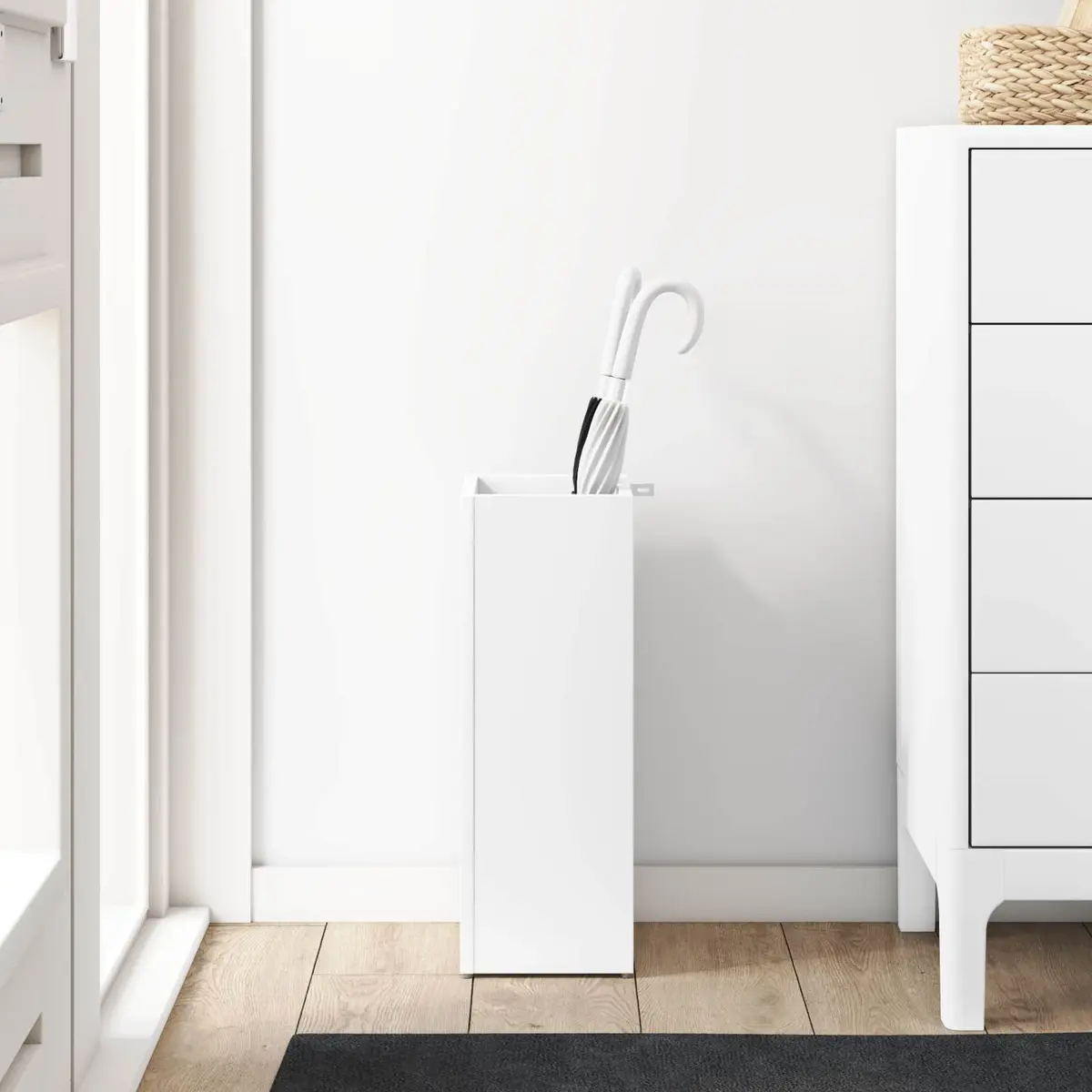 White Wooden Umbrella Stand for Organized Storage