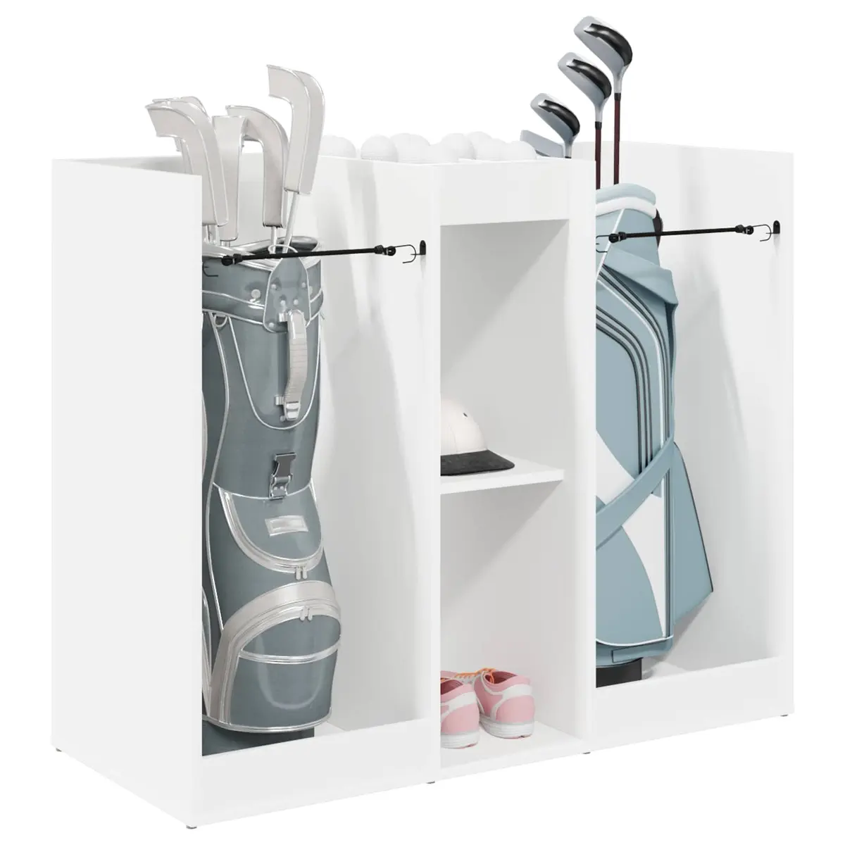 White Wooden Golf Cabinet for Storage 102 x 45 x 85.5 cm