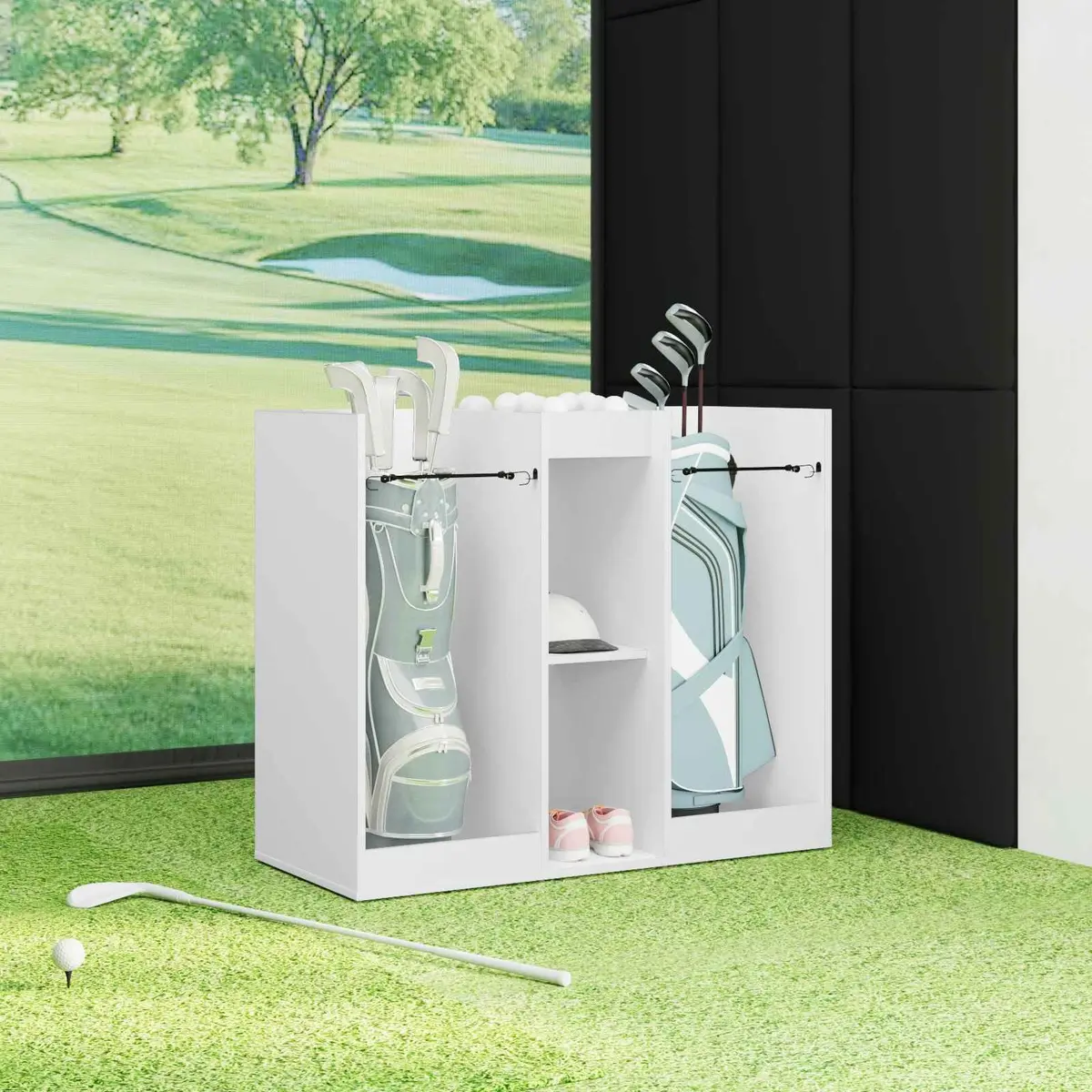 White Wooden Golf Cabinet for Storage 102 x 45 x 85.5 cm