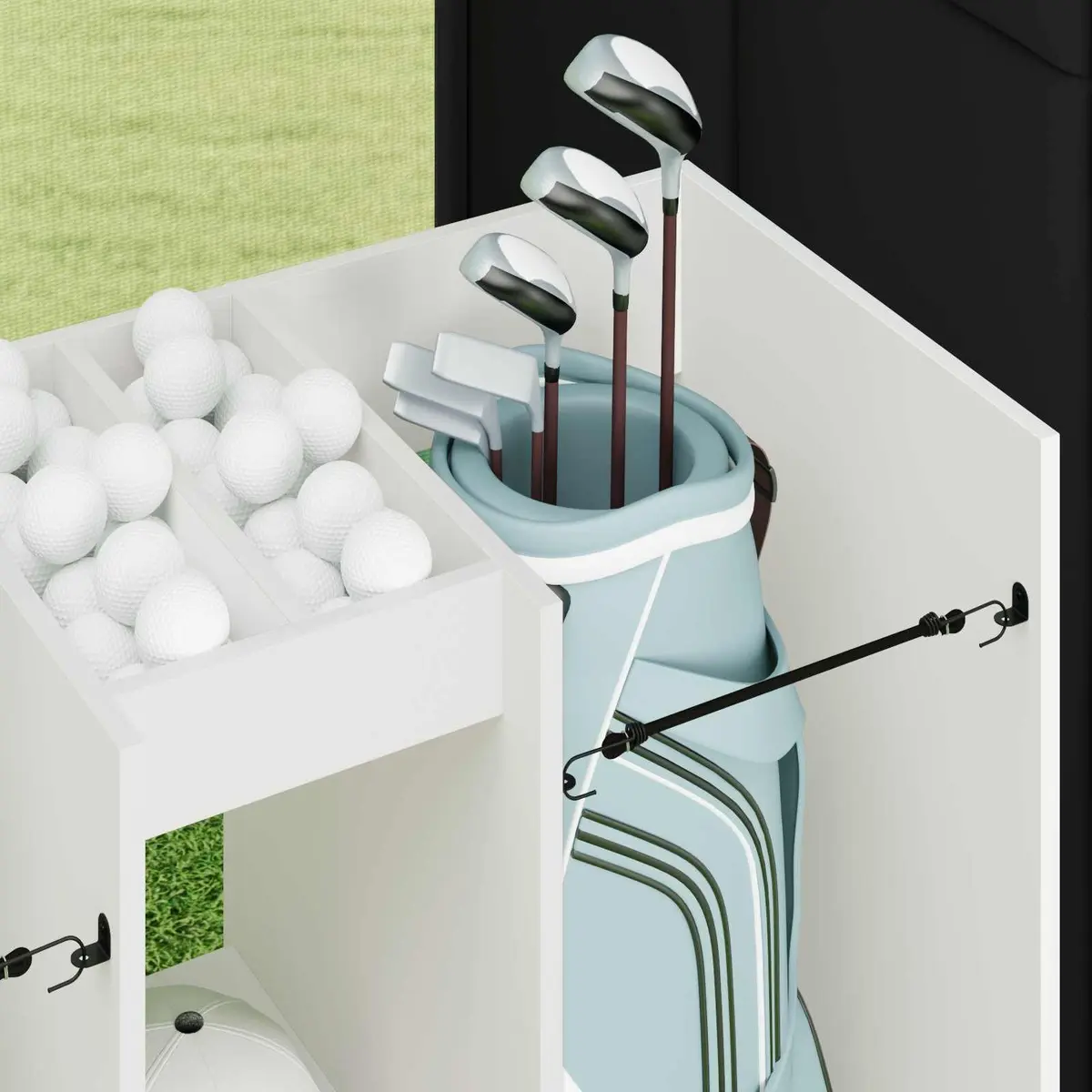 White Wooden Golf Cabinet for Storage 102 x 45 x 85.5 cm