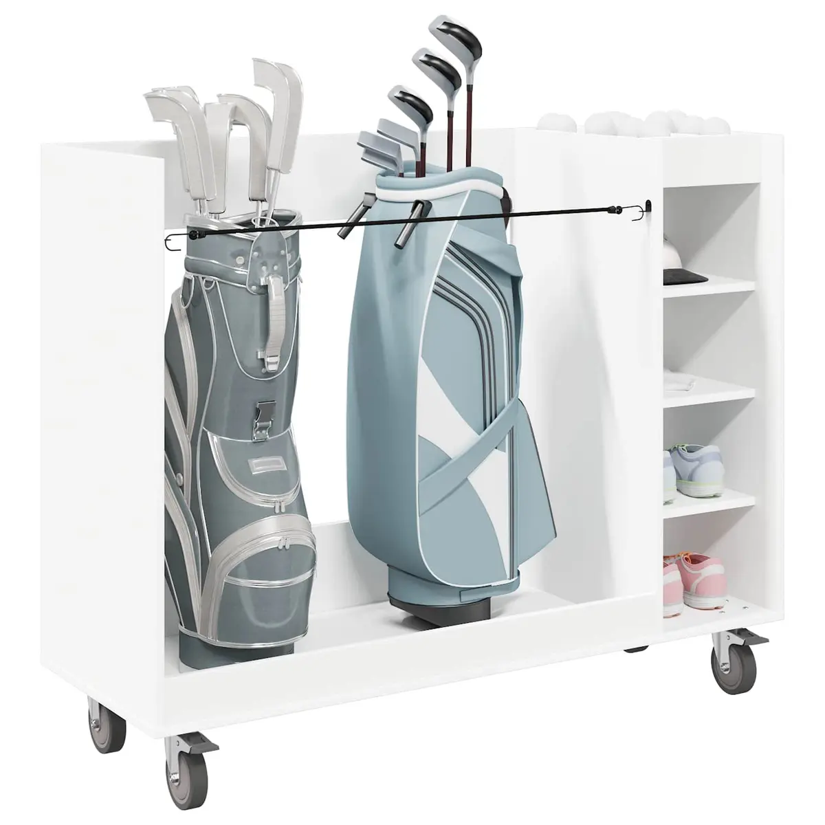 Golf Cabinet Wooden Storage Organizer White Indoor 120 x 45 x 98 cm