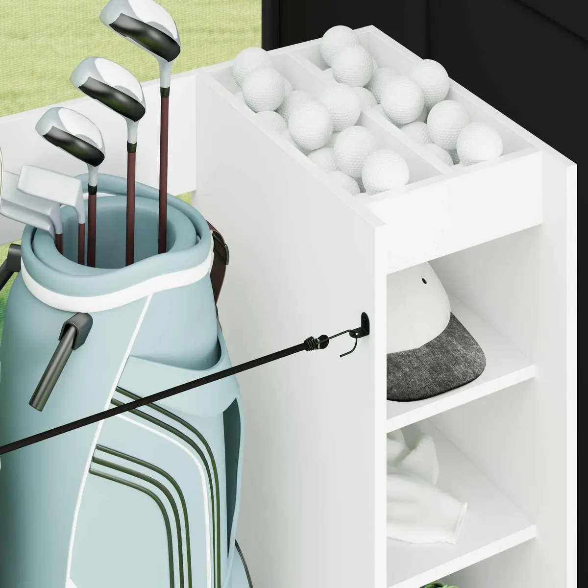 Golf Cabinet Wooden Storage Organizer White Indoor 120 x 45 x 98 cm