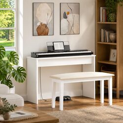 White Engineered Wood Keyboard Stand for Musical Instruments