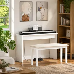 White Engineered Wood Keyboard Stand for Musical Instruments