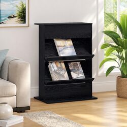 Sturdy Black Oak Magazine Rack for Organizing Spaces