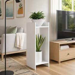 Modern White Plant Stand Set of 2, 30 x 30 x 80 cm