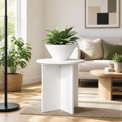 White Modern Plant Stand Set of 2 Ø40 x 40cm