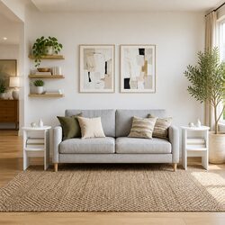 Side Cabinet 2 pcs White Round Modern Storage Furniture Living Room Engineered