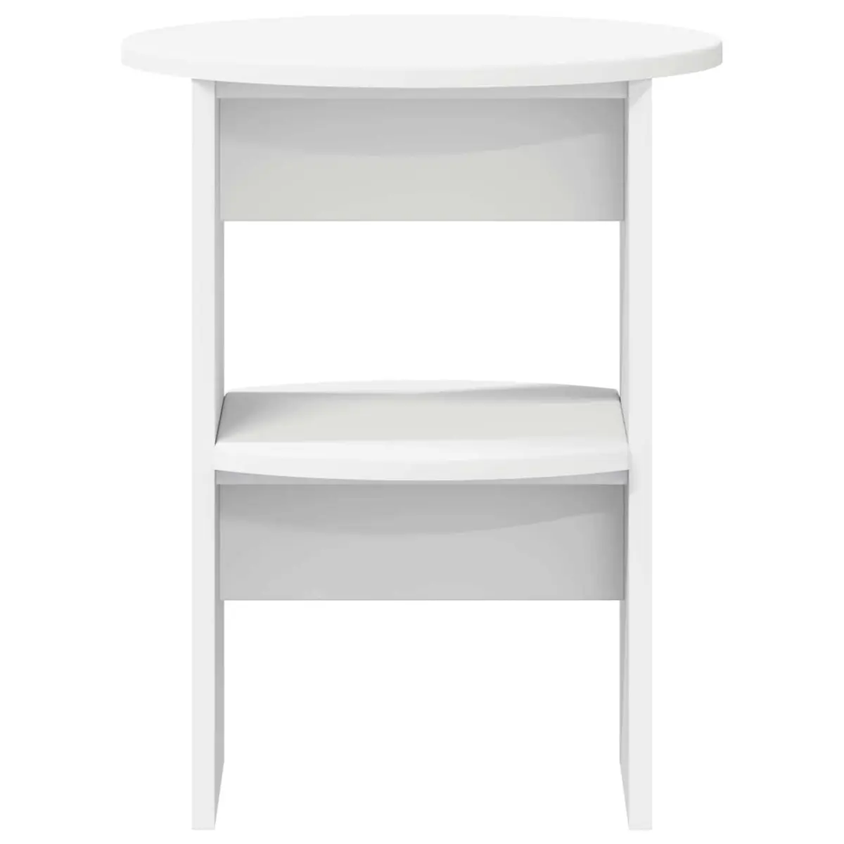 Side Cabinet 2 pcs White Round Modern Storage Furniture Living Room Engineered