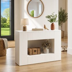 Stylish White Striped Console Table for Modern Spaces